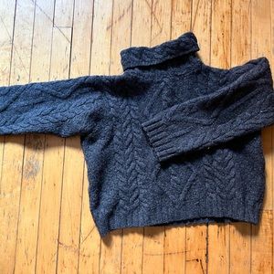 100% merino wool thick cropped turtleneck, made in Ireland